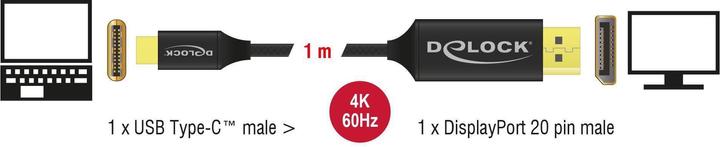 Produktbild Delock DisplayPort — USB Typ C (1 m, DisplayPort, USB Typ C, 1.2)