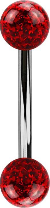 Produktbild Star Piercing Banane silber mit zwei Kristallkugeln rot Epoxy Schutzschicht (ohne Messing, Titan G23)
