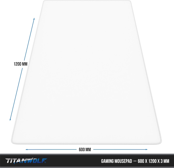 Actual product image Titanwolf Gaming mouse pad, XXXL Speed mouse mat 1200 x 600 mm, speed & precision, white (3XL)