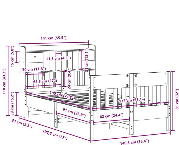 Image du produit vidaXL Bettgestell (135 x 190 cm)