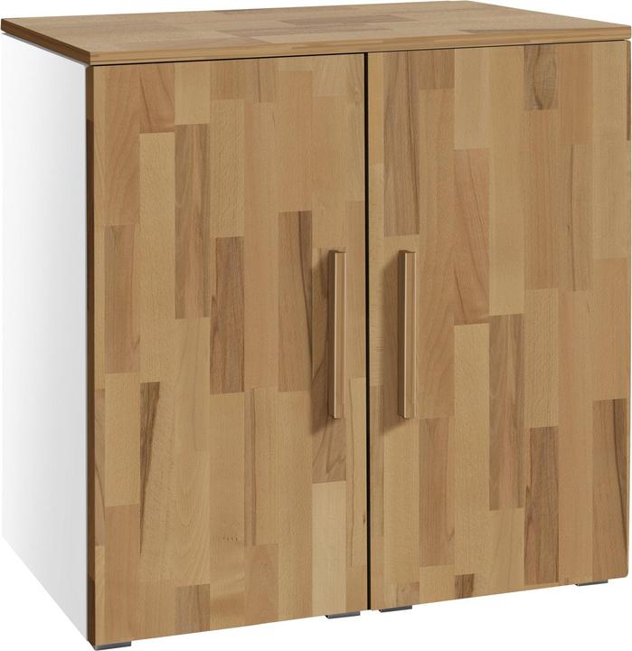 Corps en MDF : Blanc / Façade, Huilé, Top : cœur de hêtre naturel
