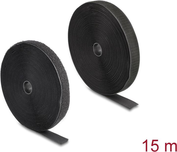 Actual product image Delock Velcro Tape 15m x 25mm Durable Black (25 mm)