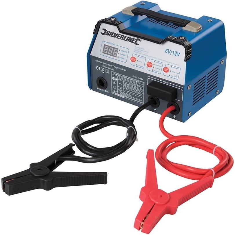 Silverline - Kfz-Ladegerät mit Starthilfefunktion, 12 A, 6/12 V (12V, 6V, 12 A) (549095)