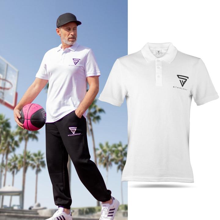 Image du produit Stahlwerk Polo Taille XXL Blanc Manches courtes Chemise Polo Logo Imprimé 100% Coton (XXL)