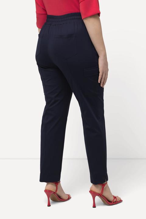 Image du produit Ulla Popken Pantalon cargo, poches, taille élastique et bas de jambe fendu (52)