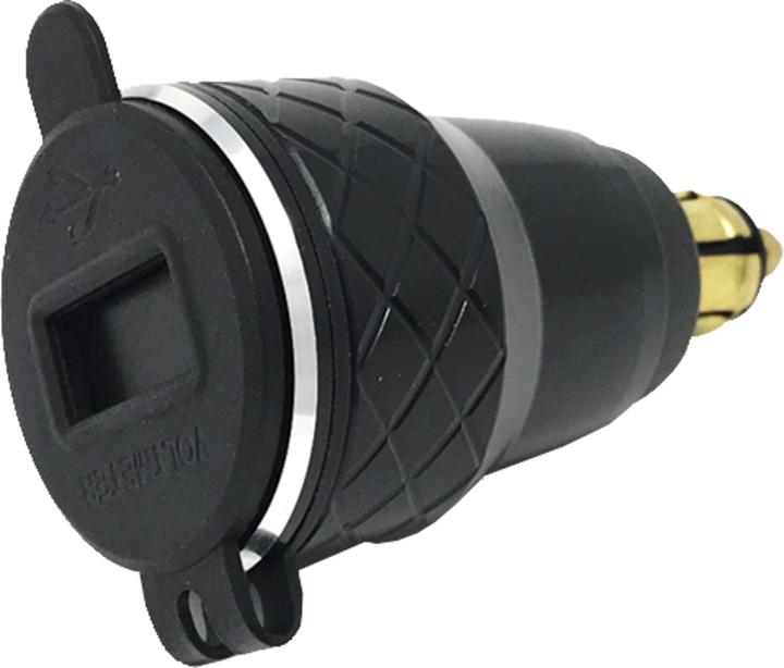 Interphone Double USB 12V DIN Adapter Alu + Voltmeter Display