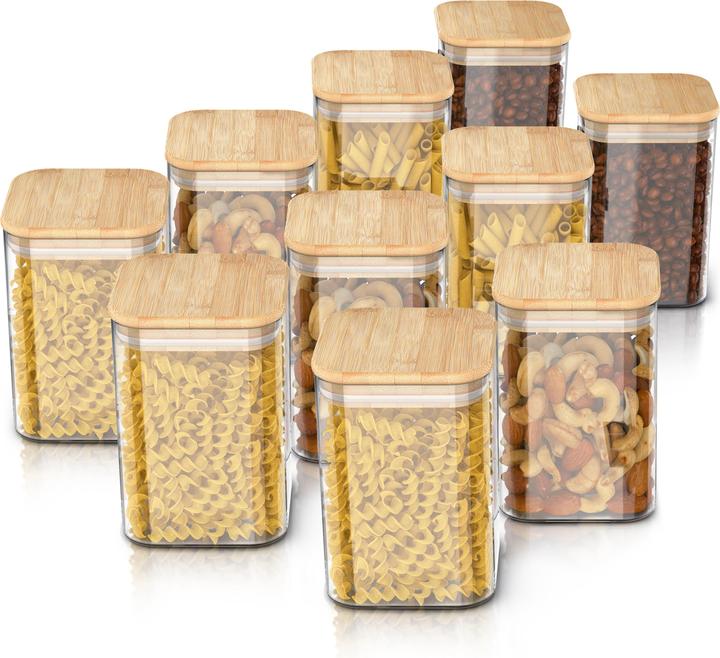 Actual product image Arendo 10x 1,5 L Vorratsgläser Glasbehälter 10er Set, Borosilikatglas, Bambusdeckel, Vorratsdosen luftdicht (1.50 l)
