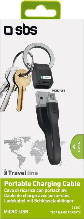 Produktbild SBS Netz und Ladekabel USB - Micro-USB mit Schlüsselanhänger (0.12 m, USB 2.0)