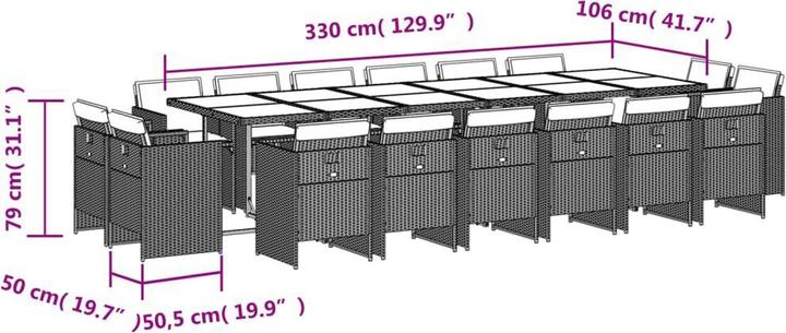 Produktbild vidaXL Garten Essgruppe (330 x 106 x 73 cm)