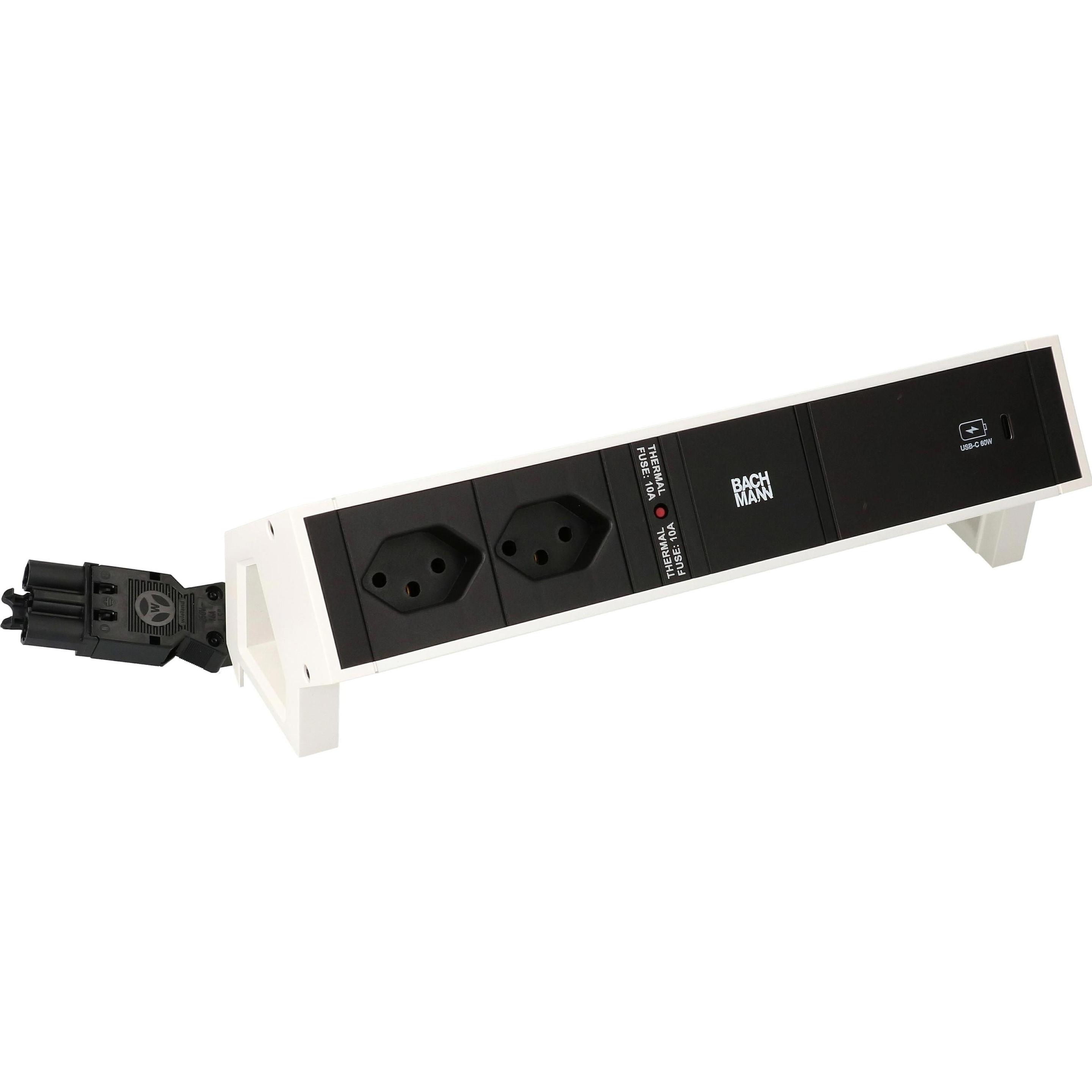 Bachmann, Steckdosenleiste, Tischsteckdosenleiste DESK 2, 2x T13, 1x USB C (2 x, Typ 13, 0.20 m)