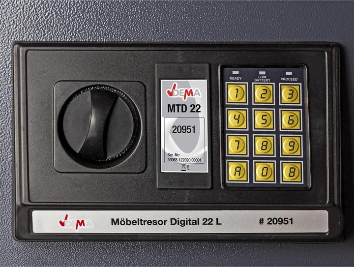 Immagine prodotto Dema Möbeltresor Digital 22 L. BTH: 35x25x25 cm (22 l)