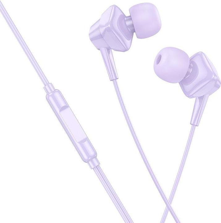 Actual product image Hoco Wired headphones wire earphones Lightning with microphone M113 purple (Cable)