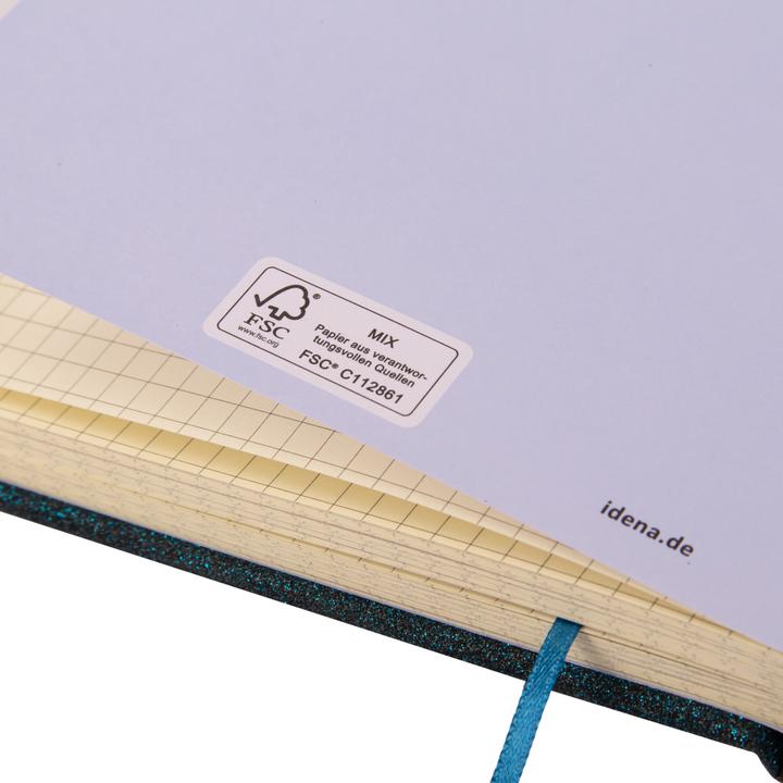 Image du produit Idena Carnet de notes Glitter bleu nuit à carreaux FSC-Mix (14 x 20 cm, Quadrillé, Couverture rigide)