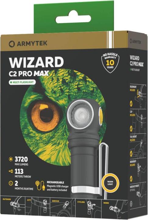 Produktbild ArmyTek Wizard C2 Pro Max Magnet Multifunktionslampe USB warm (12.15 cm, 3720 lm)