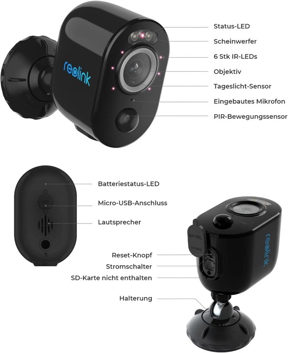 Produktbild Reolink Argus Series B330+Solar Panel+64GB SD Card-5MP (2560 x 1440 Pixels)