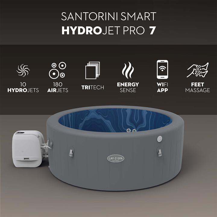 Actual product image Bestway LAY-Z-SPA Santorini Energieeffizienter s marter aufblasbarer Whirlpool 5–7 Pers. (7 Persons)