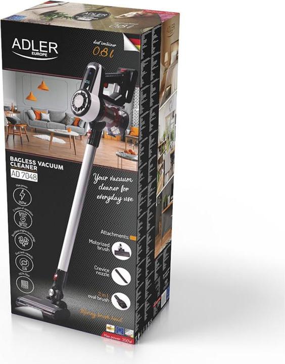 Actual product image Adler AD 7048 Bagless vacuum cleaner with brushless motor technology, White/Black/Red