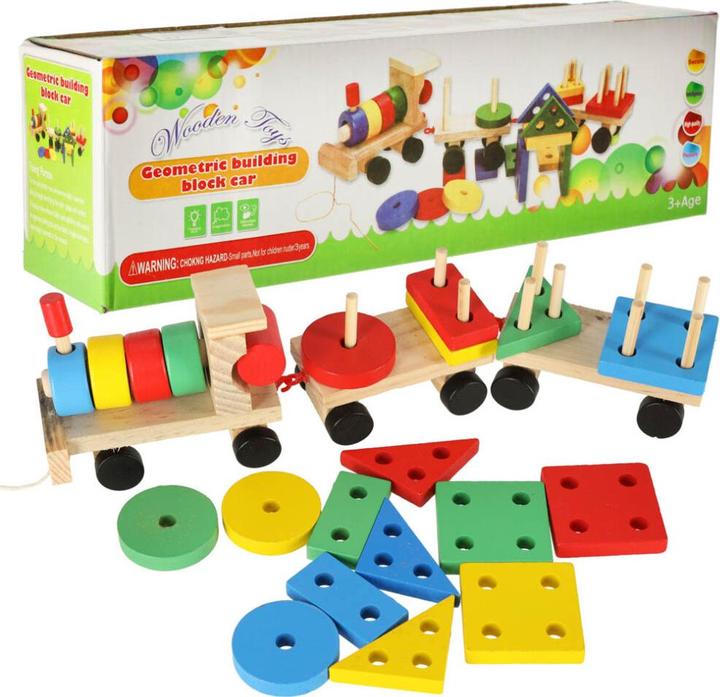 Actual product image Ikonka Wooden fun sorter puzzle train locomotive + wagons 30cm (1 pieces)