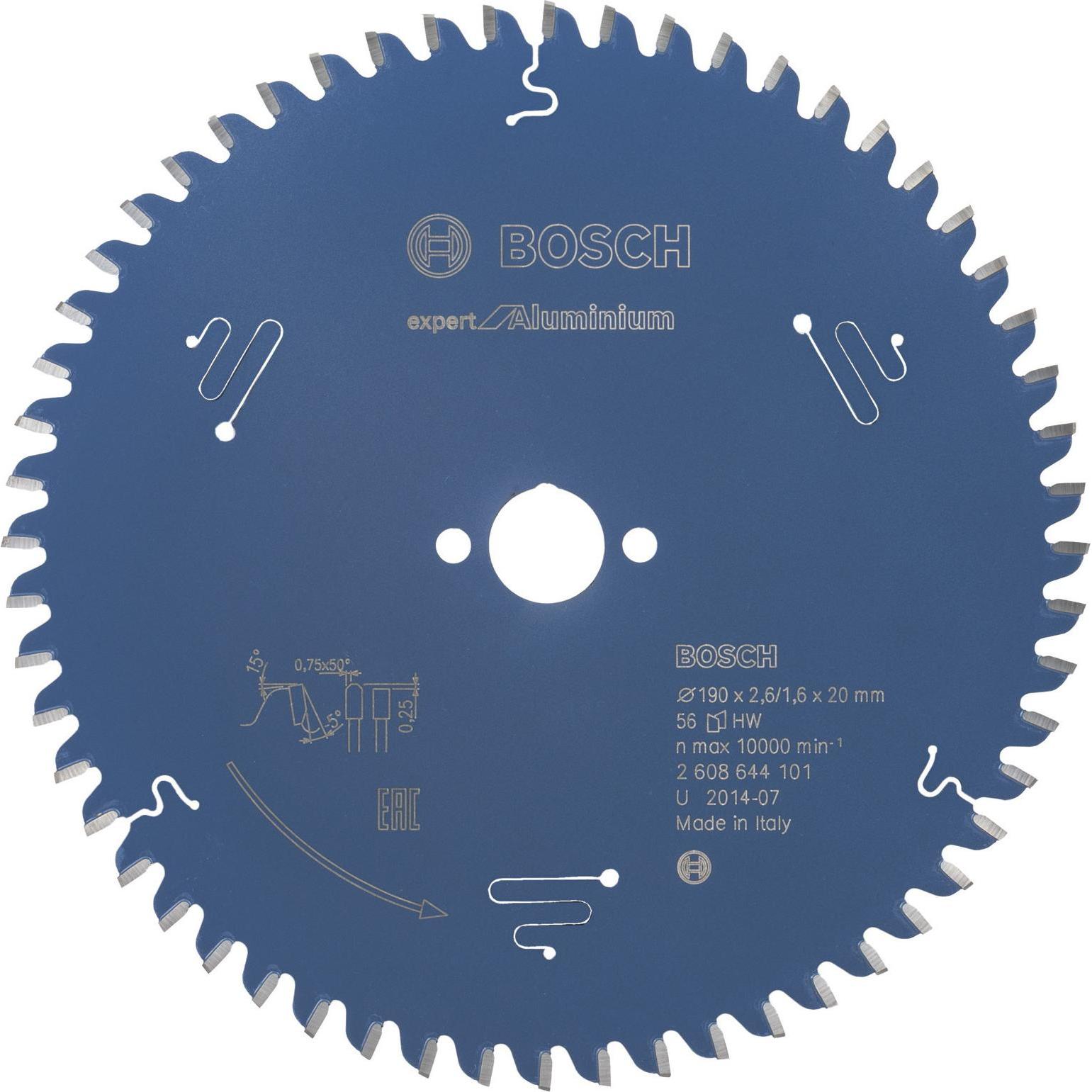 Bosch Professional Zubehör, Sägeblatt, Kreissägeblatt Expert for Aluminium, 190 x 20 x 2,6 mm, 56