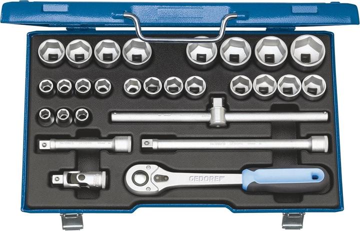 Actual product image Gedore 19 VMU-10 Socket spanner set 1/2" 28 pieces hexagon 10-36 mm (36 mm, 18 mm, 11 mm, 12 mm, 20 mm, 19 mm, 27 mm, 15 mm, 25 mm, 13 mm, 21 mm, 33 mm, 14 mm, 29 mm, 34 mm, 10 mm, 30 mm, 23 mm, 26 mm, 22 mm, 17 mm, 28 mm, 16 mm, 32 mm, 35 mm, 24 mm, 31 mm)