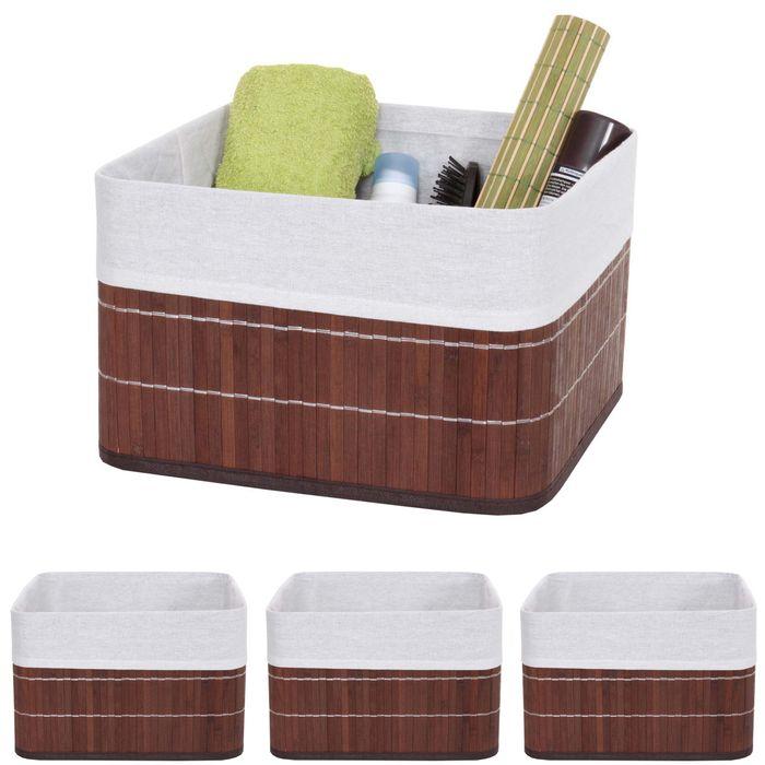 Actual product image Swisshandel24 4x Storage Basket, Basket Storage Box Sorting Box Shelf Basket, Bamboo Brown (33 cm, 4x)