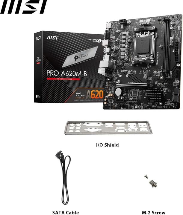 Productafbeelding MSI PRO A620M-B (AM5, AMD A620, mATX)