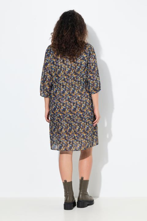 Produktbild Ulla Popken Kleid, Metallic-Linien, A-Linie, V-Ausschnitt, 3/4-Arm (50, 52)