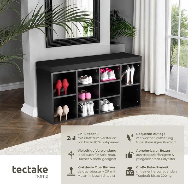 Image du produit tectake Meuble à chaussures (103.5 x 30 x 48 cm)