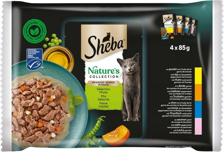 Immagine prodotto Sheba NATURE'S COLLECTION Sacchetto per porzioni Multipack Varietà Fine in Salsa MSC (Adulto, 4 pz., 340 g)