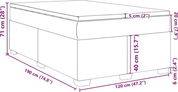 Actual product image vidaXL Bo x spring bed with mattress 120 x 190 cm velvet (120 x 190 cm)