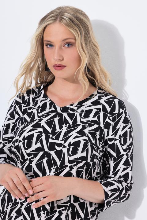 Actual product image Ulla Popken Shirt, Buchstaben, Classic, V-Ausschnitt, 3/4-Arm (50, 52)