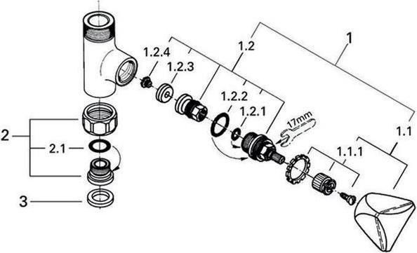 Productafbeelding Grohe Afsluiter ATLANTA 1/2inch, voor thermostatische mengkranen chroom