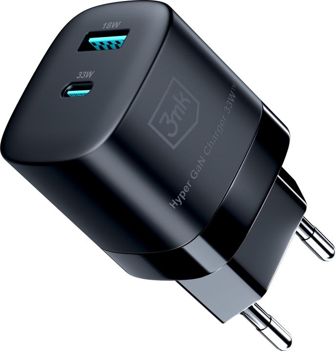 Image du produit 3MK Chargeur Hyper GaN 33W ład. sieć. Czarny/Black (33 W, 1 portion)