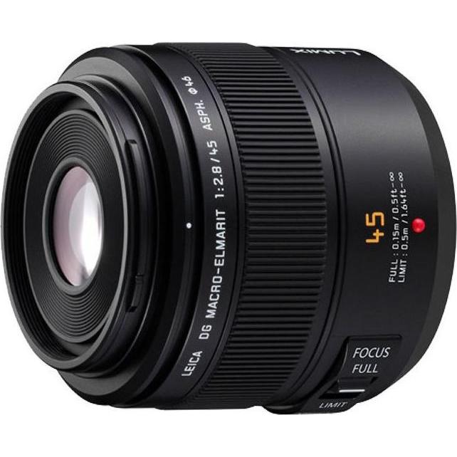 Panasonic 45mm f/2.8 Leica DG Macro Elmarit Mega OIS (Micro Four Thirds, Micro Four Thirds), Objektiv, Schwarz