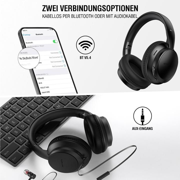 Produktbild 4smarts Over-Ear Bluetooth Kopfhörer SkyBuds Wave (Keine Geräuschunterdrückung, 10 h, Kabellos)