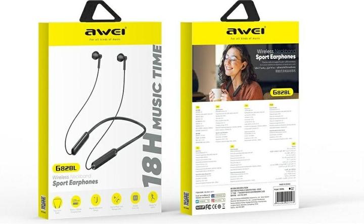 Productafbeelding Awei Sports headphones G82BL Bluetooth black (18 h, Draadloze)