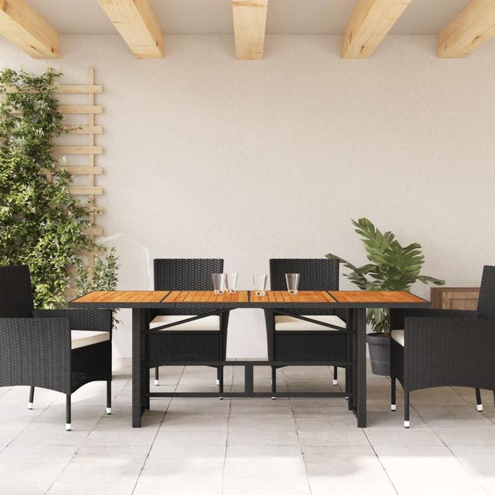 Actual product image VidaXL Garden table Dining table Patio table with wooden top black poly rattan (80 cm)