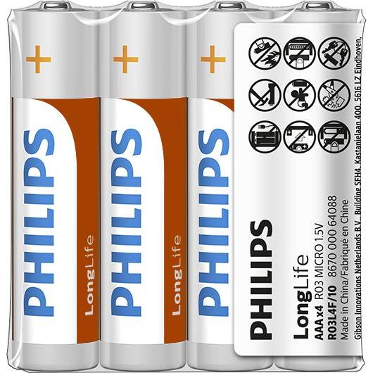 Philips Akku R03L4F/10 (4 Stk., AAA), Batterien + Akkus