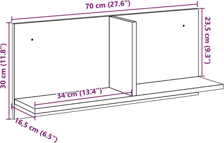 Produktbild VidaXL Wandschrank (70 x 16.5 x 30 cm)