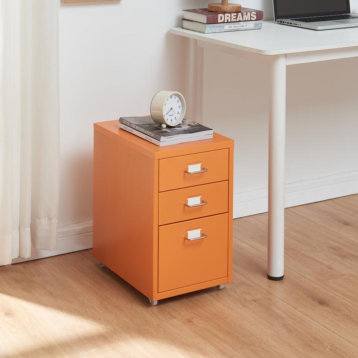 Produktbild En.Casa Rollcontainer Kökar mit 3 Schubladen 48x28x41 cm Orange (48 x 28 x 41 cm)
