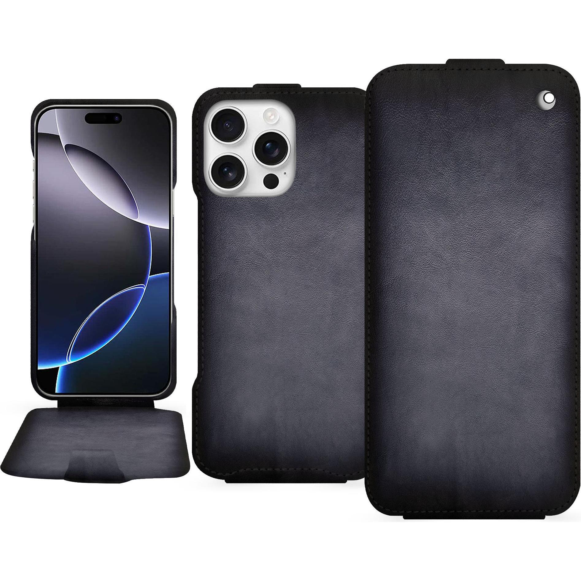 Noreve Lederschutzhülle vertikal (Apple iPhone 16 Pro Max), Smartphone Hülle, Grau