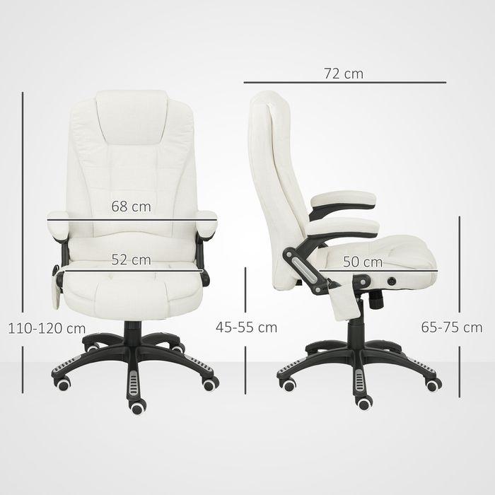 Produktbild Swisshandel24 Ergonomischer Schreibtischstuhl mit Massagefunktion, 68 x 72 x 110–120 cm, Cremeweiss (46 - 56 cm)