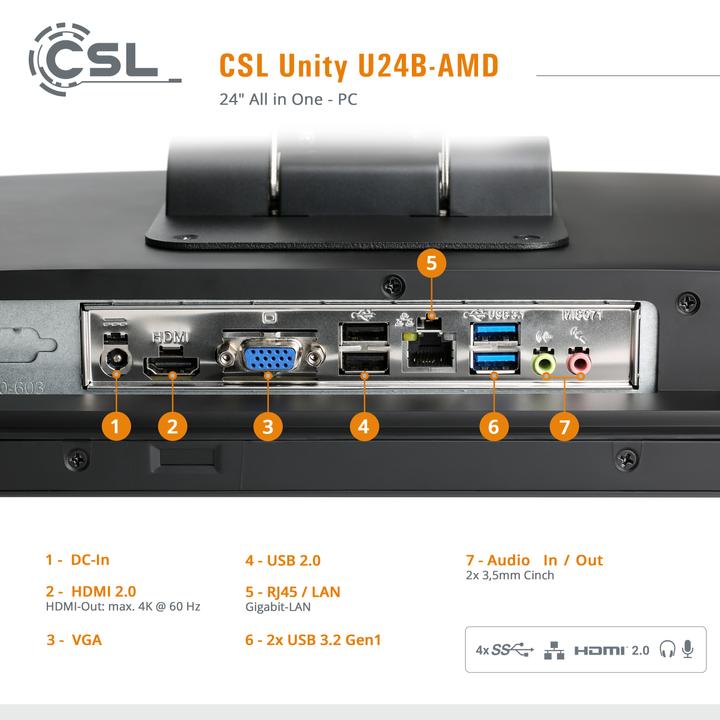 Produktbild CSL AIO Unity U24B-AMD (AMD Ryzen 7 5700G, 16 GB, 1000 GB, AMD Radeon Graphics)
