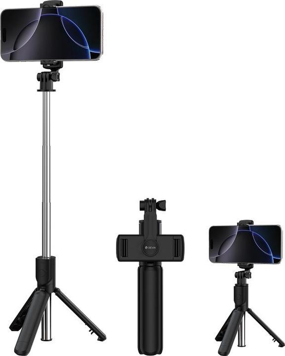 Actual product image Devia selfie stick Bluetooth tripod ES083 black