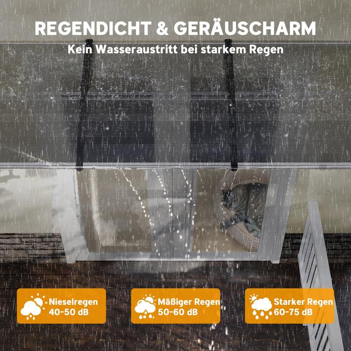 Image du produit Outsunny Pultvordach Polycarbonate, Aluminium Transparent+Schwarz