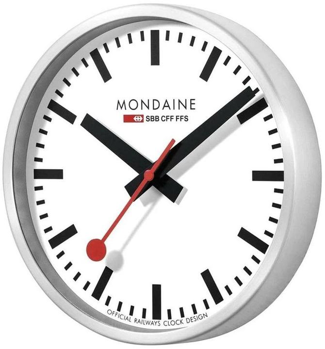 Mondaine Wanduhr WIFI stop2go Ø 25 cm, Silber/Weiss (25 cm)