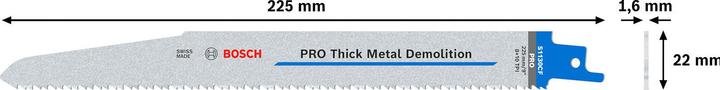 Image du produit Bosch Professional Zubehör Feuille PRO Thick Metal Demolition S1130CF, 1,6 x 22 x 225 mm, 5 pcs.