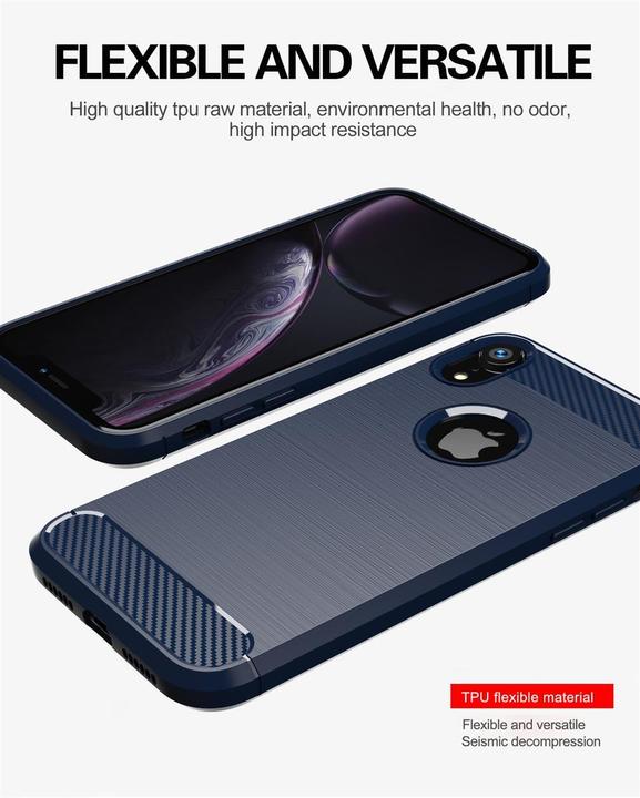 Produktbild Cadorabo TPU Ultra Slim carbon edelstahl Kombi Cover (Apple iPhone XR)