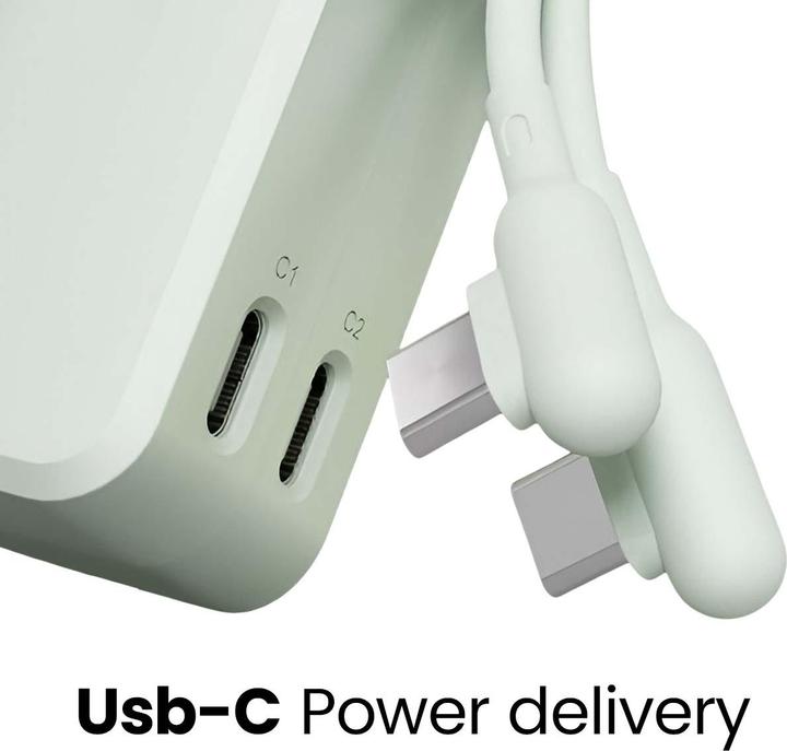 Actual product image Cygnett Battery bank Thumboost 5K Powerbank con cavo integrato (menta) (CY5355PBCHE) (5000 mAh, 20 W, 18.50 Wh)