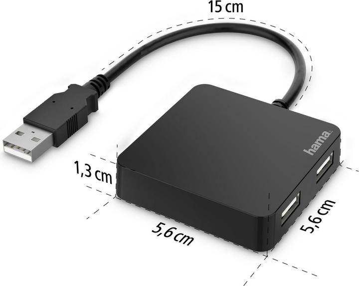 Actual product image Hama USB 2.0 Hub (USB-A, 4 Ports)